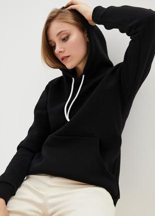 Женское худи черное с начесом