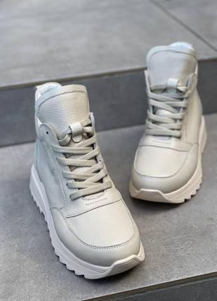 ❄кроссовки-сникеры в натуральной коже утеплены полушерстью