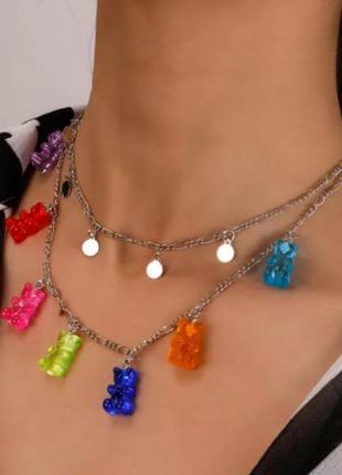 Ожерелье с желейными мишками, двойное с кружками