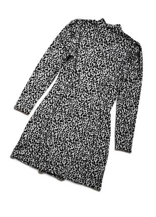 Платье тёплое леопардовый животный принт чёрно-белое с длинным рукавом новое сток4 фото