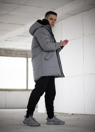 Зимняя мужская парка, куртка stark серый меланж (арт. 03)2 фото