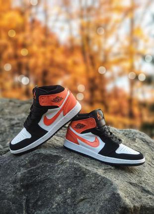 🧡🖤nike jordan 1 high white black orange🖤🧡высокие кроссовки найк джордан 1🔴36рр - 45рр🔴кросівки найк джордан