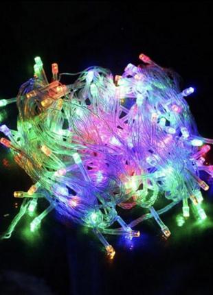Новогодняя гирлянда на 100 лед лампочек разноцветная