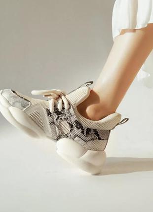Крутые кроссовки в стиле balenciaga, принт под кожу змеи2 фото
