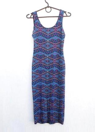 Трикотажное платье миди из вискозы с орнаментом 🌿1 фото