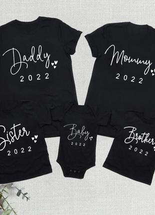 Футболки новогодние фэмили лук family look для всей семьи "2022: daddy, mommy, sister, baby, brother1 фото