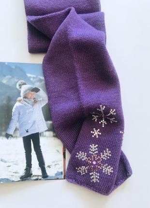 Frozen - шапка, шарф, варежки -  merino wool - ручная роспись, стразы, помпон натуральный  мех 52-549 фото