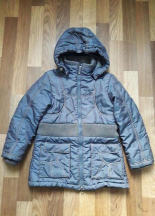 Классная зимняя куртка + сумочка  kiko для девочки 6-9 лет3 фото