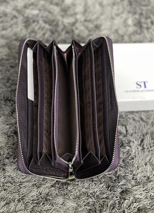Шкіряний жіночий фіолетовий гаманець st 201, кольори в асортименті5 фото