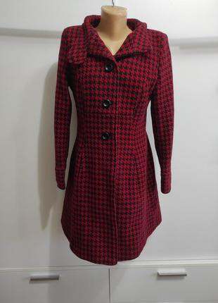 Пальто шерстяное new look принт гусиные лапки