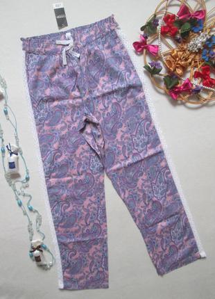 Шикарні бавовняні піжамні домашні штани з ажурними лампасами george 🍁🌹🍁