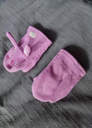 Рукавички рукавиці теплі флісові на трикотажній підкладці zara зайчики h&m з вушками next3 фото