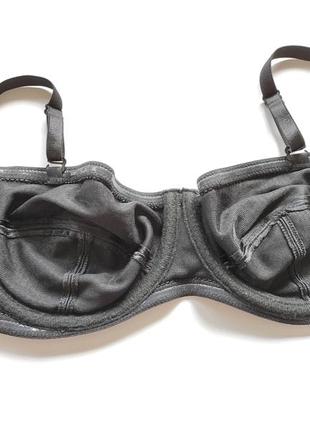 Чорний бюстгальтер чорний атласний силікон топ топік фірмовий naturana ліфчик анджеліка бюстгальтер4 фото