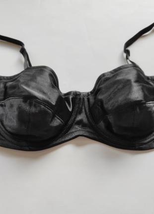 Чорний бюстгальтер чорний атласний силікон топ топік фірмовий naturana ліфчик анджеліка бюстгальтер