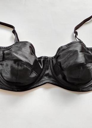 Чорний бюстгальтер чорний атласний силікон топ топік фірмовий naturana ліфчик анджеліка бюстгальтер2 фото