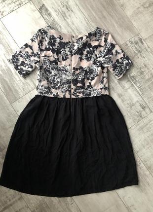 Платье цветочный принт имитация блуза и юбка4 фото