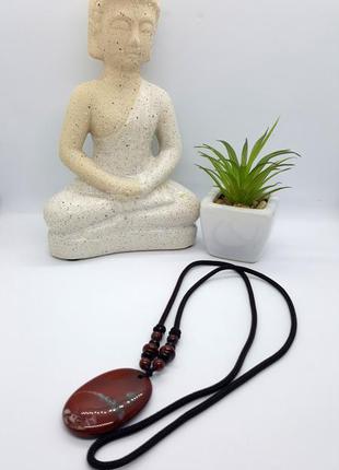 🔴✨ кулон "овал" на шнурку натуральний камінь червона яшма3 фото