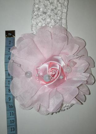 Нарядная повязочка на голову / повязка резинка с розой розочка4 фото