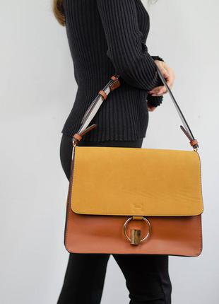 Warehouse коричневая плечевая, ручная сумка на 2 отделения с декоративным элементом, pu кожа2 фото