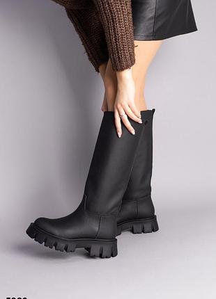 Женские сапоги труби кожаные сапожки на зиму зимняя обувь