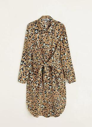 Красивое платье - рубашка платье в леопардовый принт под поясок mango3 фото