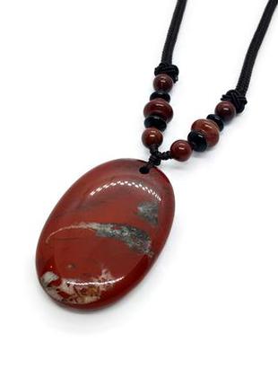 🔴✨ кулон "овал" на шнурке натуральный камень красная яшма1 фото