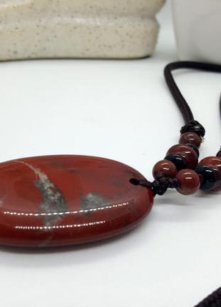 🔴✨ кулон "овал" на шнурку натуральний камінь червона яшма4 фото