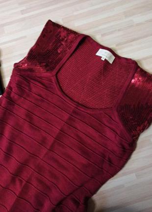 Шикарное бордодовое платье с паетками на плечах paj concept5 фото