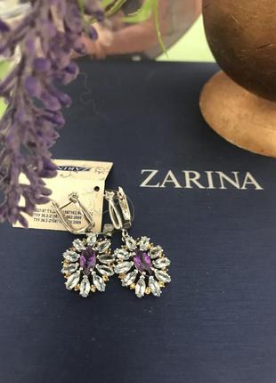 Роскошные серебряные серьги с натуральными камнями zarina