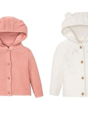 Детский вязаный жакет, кофта, кардиган с капюшоном на девочку 12-24 мес, lupilu