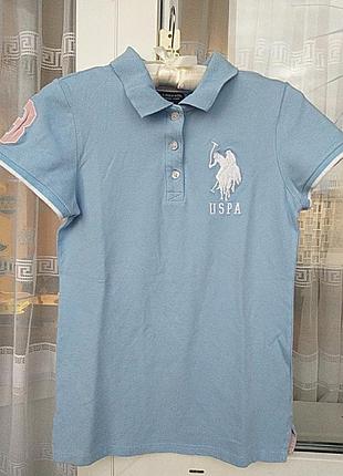 U.s.polo assn женская  футболка поло голубого цвета zara oysho.