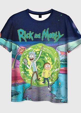 Футболка 3d з принтом «подорожі рік і морті»