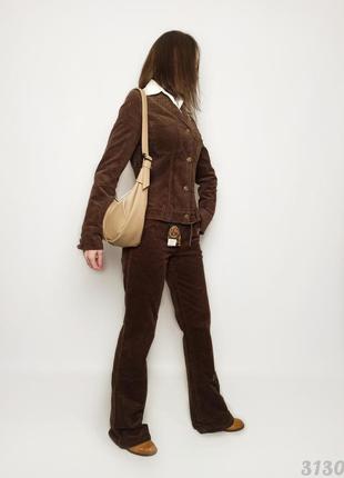 Брючный костюм вельветовый, жіночий костюм коричневий