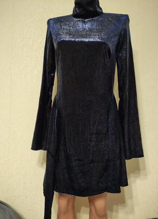 Платье из бархатистой ткани с асимметричным низом3 фото
