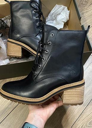 Timberland ботинки оригинал чёрные кожа каблук