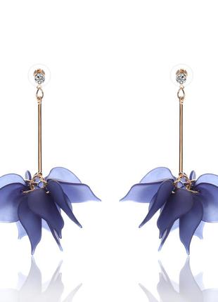 Жіночі сережки гвоздики "квіточки" сині2 фото
