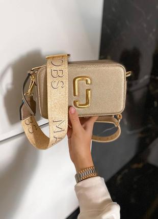 Marc jacobs snapshot gold брендовая золотая мини сумочка шикарна золотиста міні сумка