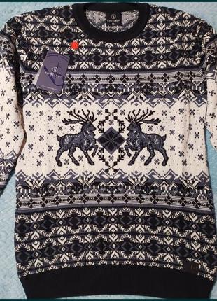 Мужской новогодний свитер, орнамент, олени1 фото