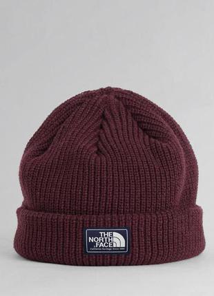 Шапка the north face salty dog beanie бордова унісекс жіноча / чоловіча