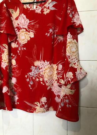 Красная блуза в цветочный принт zara5 фото