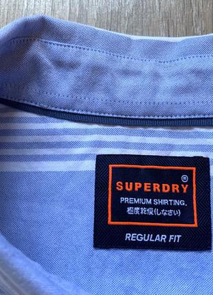 Мужская хлопковая рубашка с коротким рукавом superdry regular fit5 фото