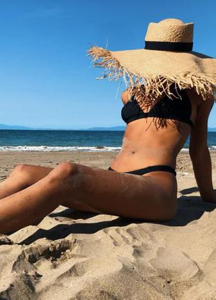 Пляжная соломенная шляпа, летняя шляпа с широкими полями, рафия2 фото