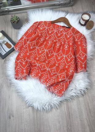 Оранжевая блуза с кружевом zara2 фото