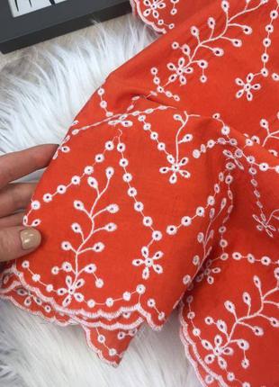 Оранжевая блуза с кружевом zara4 фото