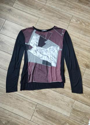 Лонгслив зара с асимметричным рисунком