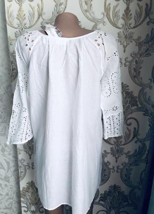 Шикарная блуза туника пляжная белая ришелье блузка прошва вышитая выбитая ришелье2 фото