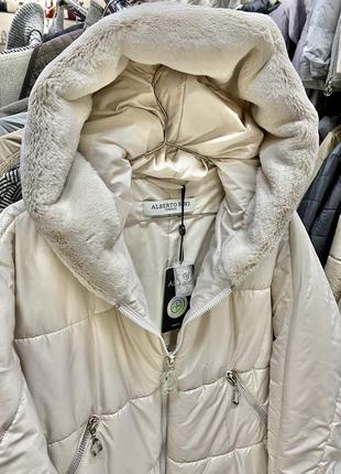 Alberto bini альберто бини пальто зимнее светлое пальто пуховик с капюшоном4 фото