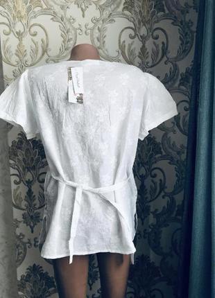 Біла шикарна блуза прошва блузка вишита вибита прошва мереживо мереживна рішелье5 фото