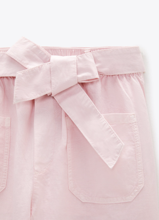 Стильные женские штаны zara, льняные хлопковые брюки с поясом, розовые джоггеры zara3 фото
