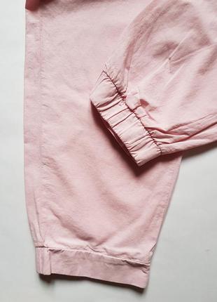 Стильные женские штаны zara, льняные хлопковые брюки с поясом, розовые джоггеры zara4 фото